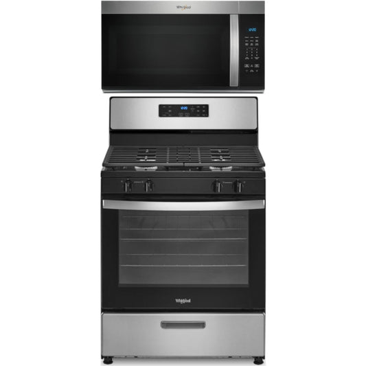 Whirlpool 2-Piece Package 30 Inch Freestanding Gas Range and 1.7 cu. ft. Over-the-Range Microwave Oven - WFG320M0MS