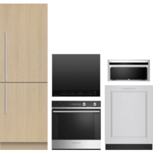 Fisher & Paykel 5-Piece Package 24 Panel-Ready Counter-Depth Built-In Bottom Mount Smart Refrigerator and OB24SCD7PX1 24 Electric Wall Oven and Cooktop and Hood and 24 Integrated Panel-Ready Dishwasher - OB24SCD7PX1