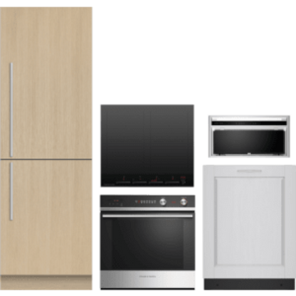 Fisher & Paykel 5-Piece Package 24 Panel-Ready Counter-Depth Built-In Bottom Mount Smart Refrigerator and OB24SCD7PX1 24 Electric Wall Oven and Cooktop and Hood and 24 Integrated Panel-Ready Dishwasher - OB24SCD7PX1