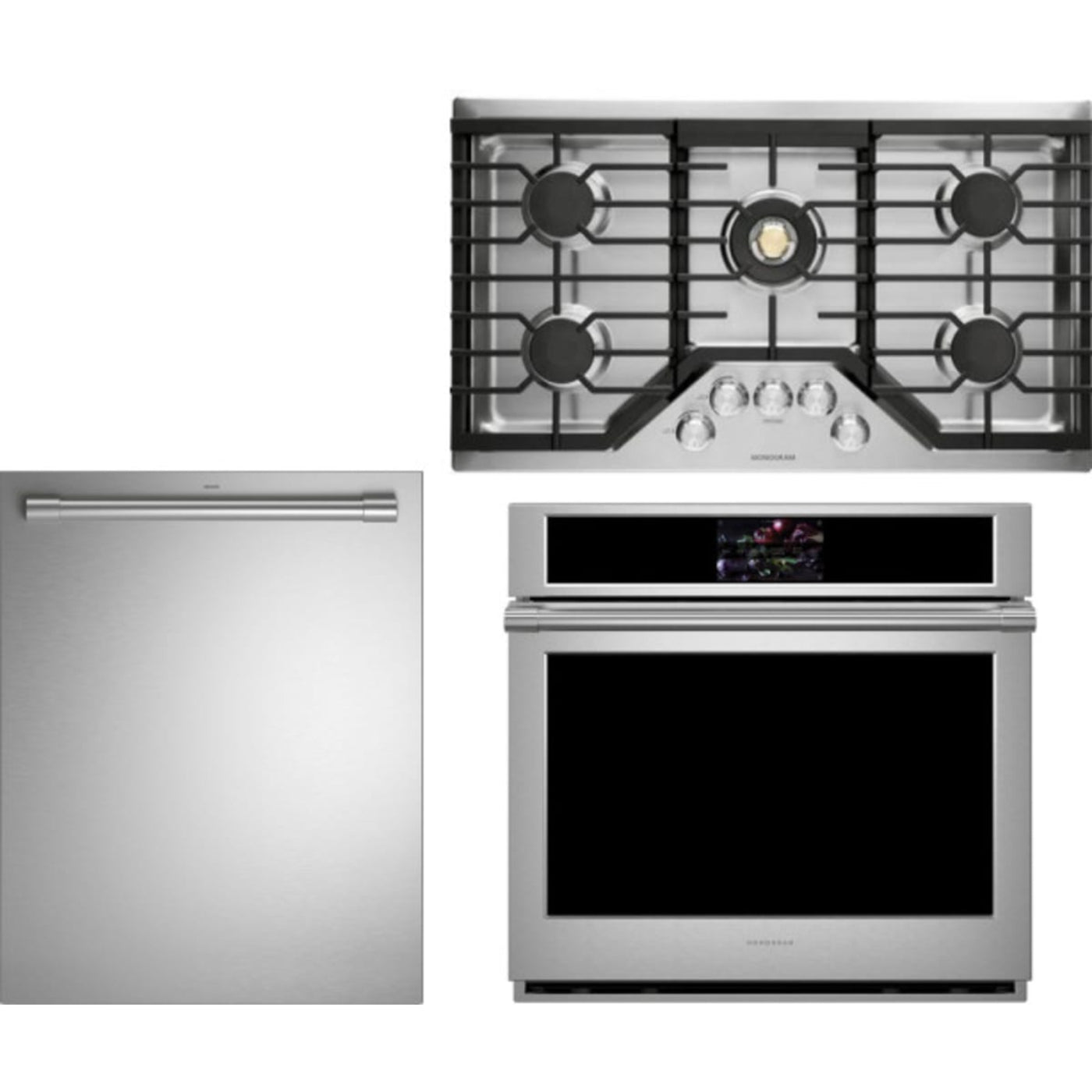 Monogram 3-Piece Package ZGU36RSLSS 36 Inch Gas Cooktop and ZTS90DPSNSS 30 Inch Built-In Electric Smart Single Wall Ove and ZDT925SPNSS 24 Inch Smart Fully Integrated Dishwasher - ZGU36RSLSS