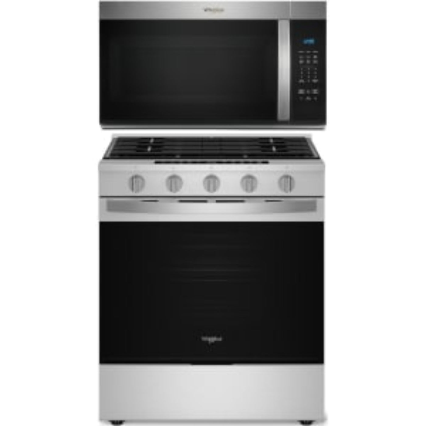 Whirlpool 2-Piece Package 30 Inch Slide-In Gas Smart Range and 1.7 cu. ft. Over-the-Range Microwave Oven - WSGS7530RZ