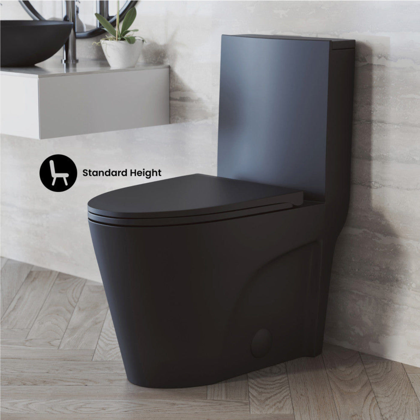 Swiss Madison St. Tropez One-Piece 10" Rough-in 1.28 GPF Left Flush Elongated Toilet in Matte Black - SM-1T273MB