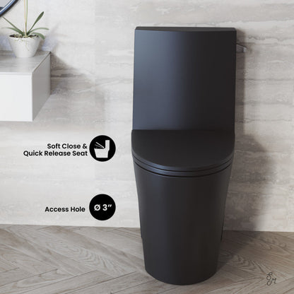 Swiss Madison St. Tropez One-Piece 10" Rough-in 1.28 GPF Right-Hand Vortex Flush Elongated Toilet in Matte Black - SM-1T0809MB