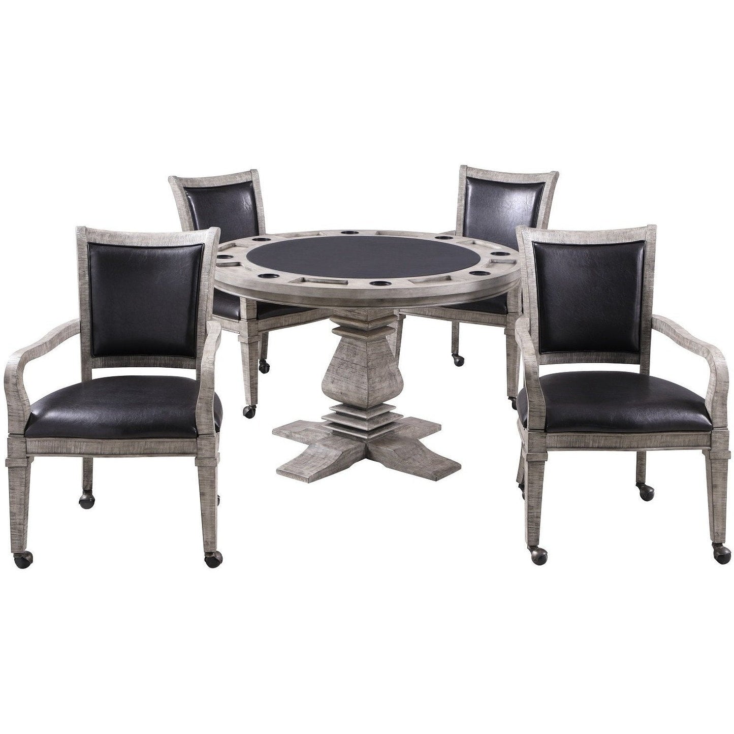 Hathaway Montecito Driftwood Round Poker Table with Chairs - BG5019
