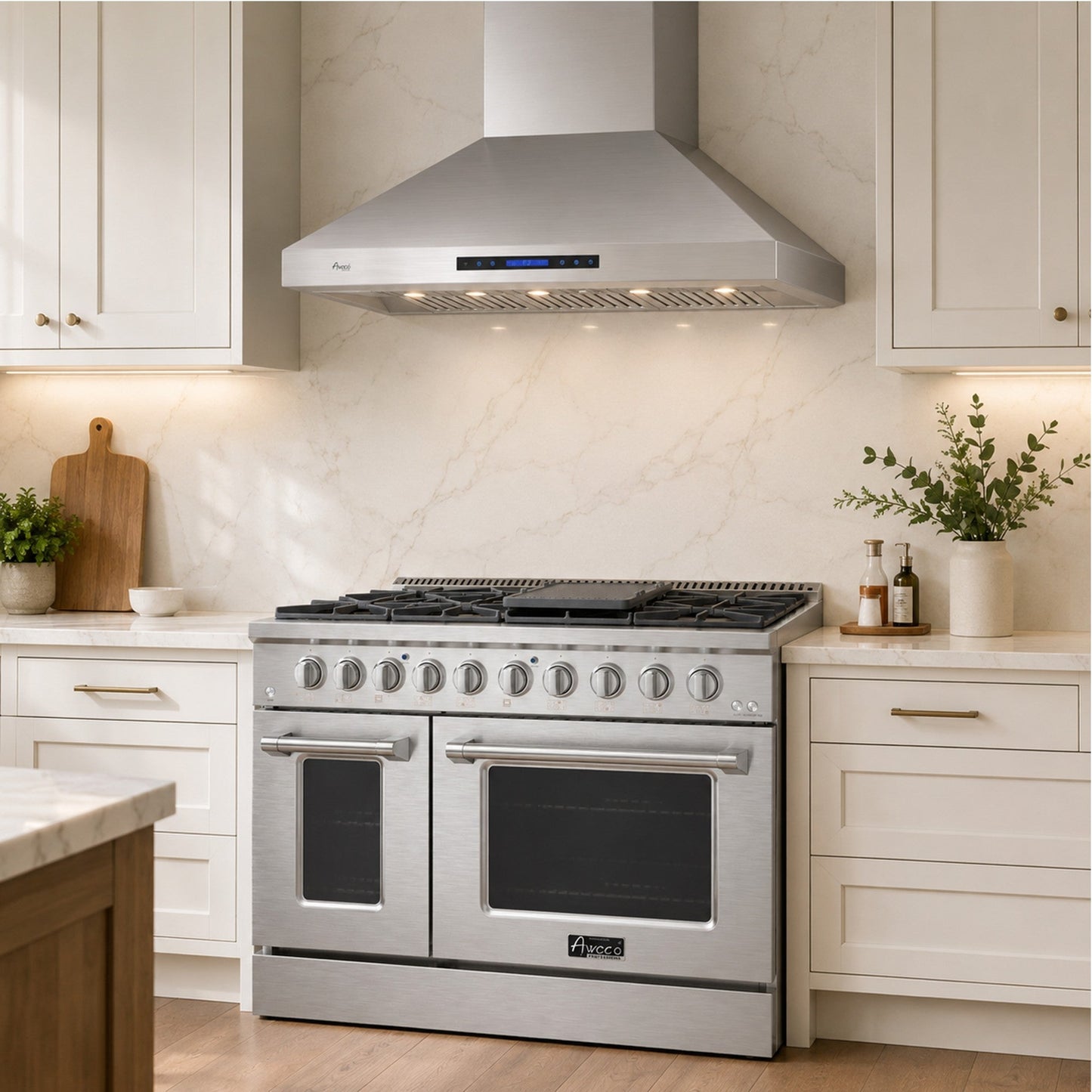 Awoco 48" 6.7 cu. ft. Stainless Steel Freestanding Gas Range - JK48A1-T-NG