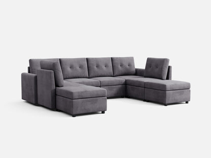 LINSY HOME RUBIK III  6 Seats with 2 Ottomans - US-LH-SPF-Sofa-S800-F11-62-0-00