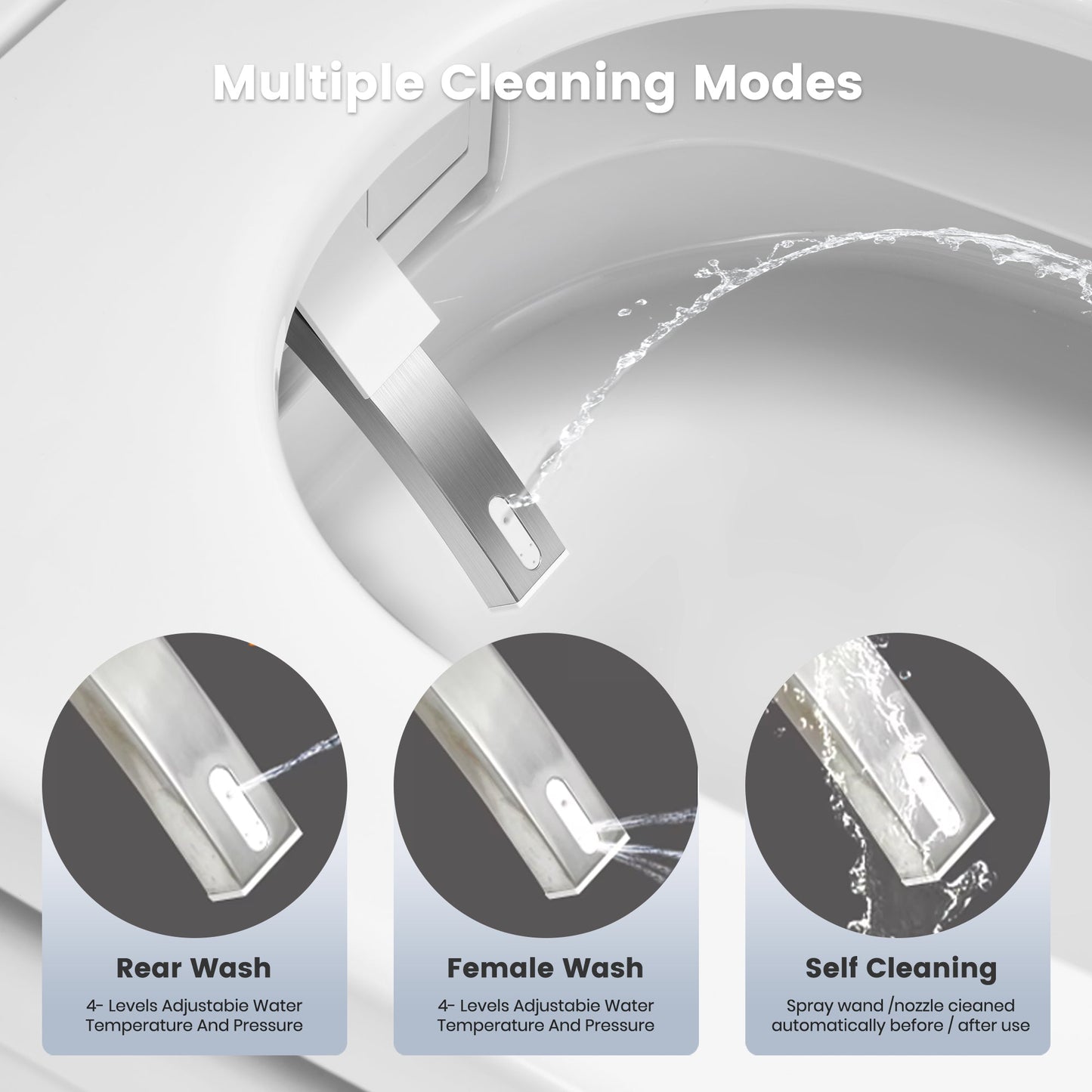 Awoco Smart Bidet Toilet, Smart Bidet with Toilet Built in, Heated Seat, Auto Open & Close Lid Seat, Foot Sensor Operation, Auto Flush, Warm Water & Dryer, Remote Control, LED Display (White) - AWC-ST-T5