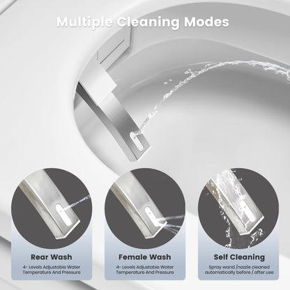 Awoco Smart Bidet Toilet, Smart Bidet with Toilet Built in, Heated Seat, Auto Open & Close Lid Seat, Foot Sensor Operation, Auto Flush, Warm Water & Dryer, Remote Control, LED Display (White) - AWC-ST-T5