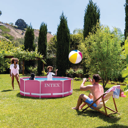 Intex 28290EH 8ft x 30in Round Metal Frame Above Ground Swimming Pool, Pink
