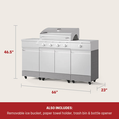 TYTUS Fresno 5-Burner LP/NG Convertible Grill in Stainless Steel + Shadow Stone - TDT-021-0702