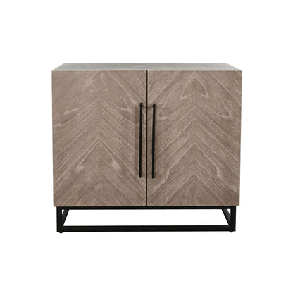Sunny Designs Wood Accent Cabinet With Chevron Doors And Metal Base - Wheat - 2198WE