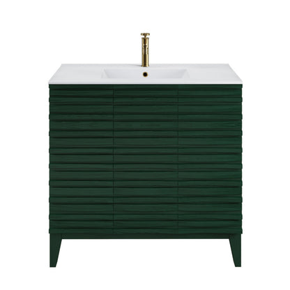 Swiss Madison Cascade 36" Freestanding Bathroom Vanity in Green Oak with Sink Top - SM-BV471GA