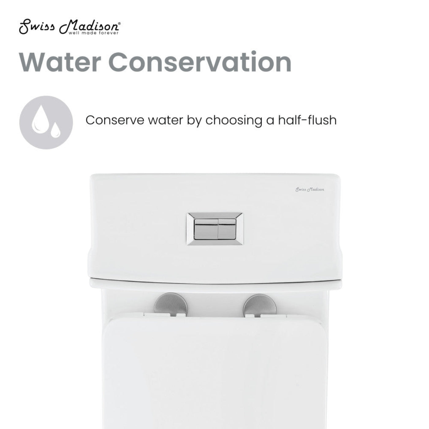 Swiss Madison Concorde One-Piece 12" Rough-in 1.1/1.6 GPF Dual Top Flush Square Toilet in Glossy White - SM-1T106