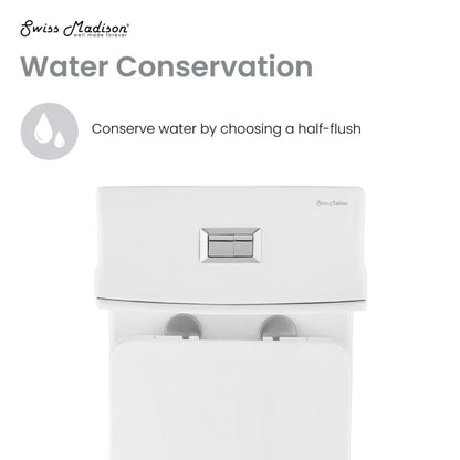 Swiss Madison Concorde One-Piece 12" Rough-in 1.1/1.6 GPF Dual Top Flush Square Toilet in Glossy White - SM-1T106