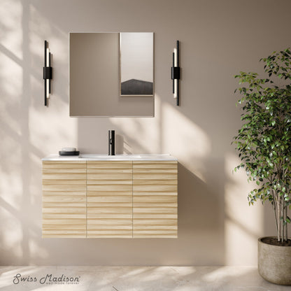 Swiss Madison Cascade 36" Wall-Mounted Bathroom Vanity in Natural Oak with Sink Top - SM-BV8602NO