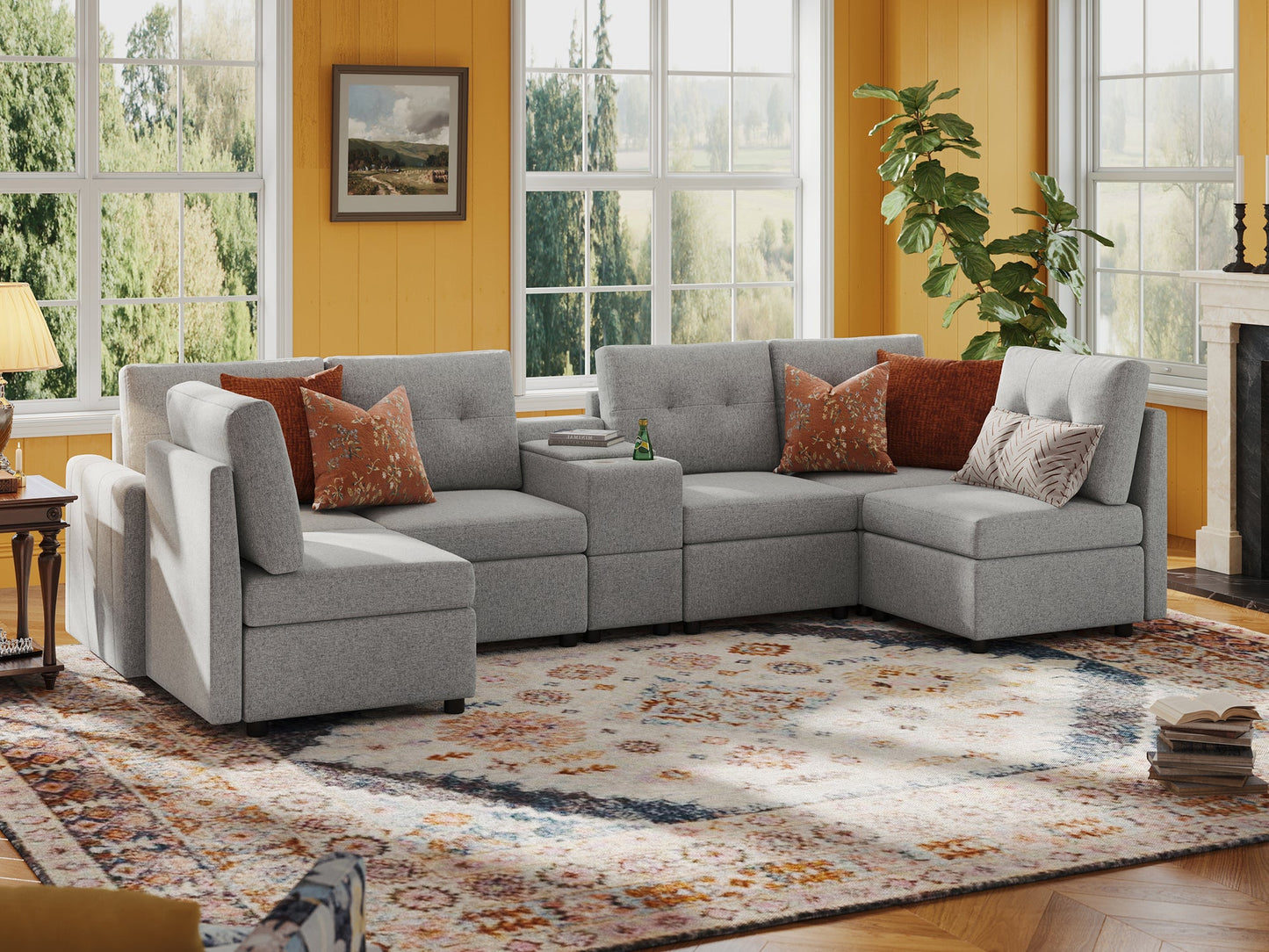 LINSY HOME RUBIK III 6 Seats with Console - US-LH-SPF-Sofa-S800-F-60101-0-00