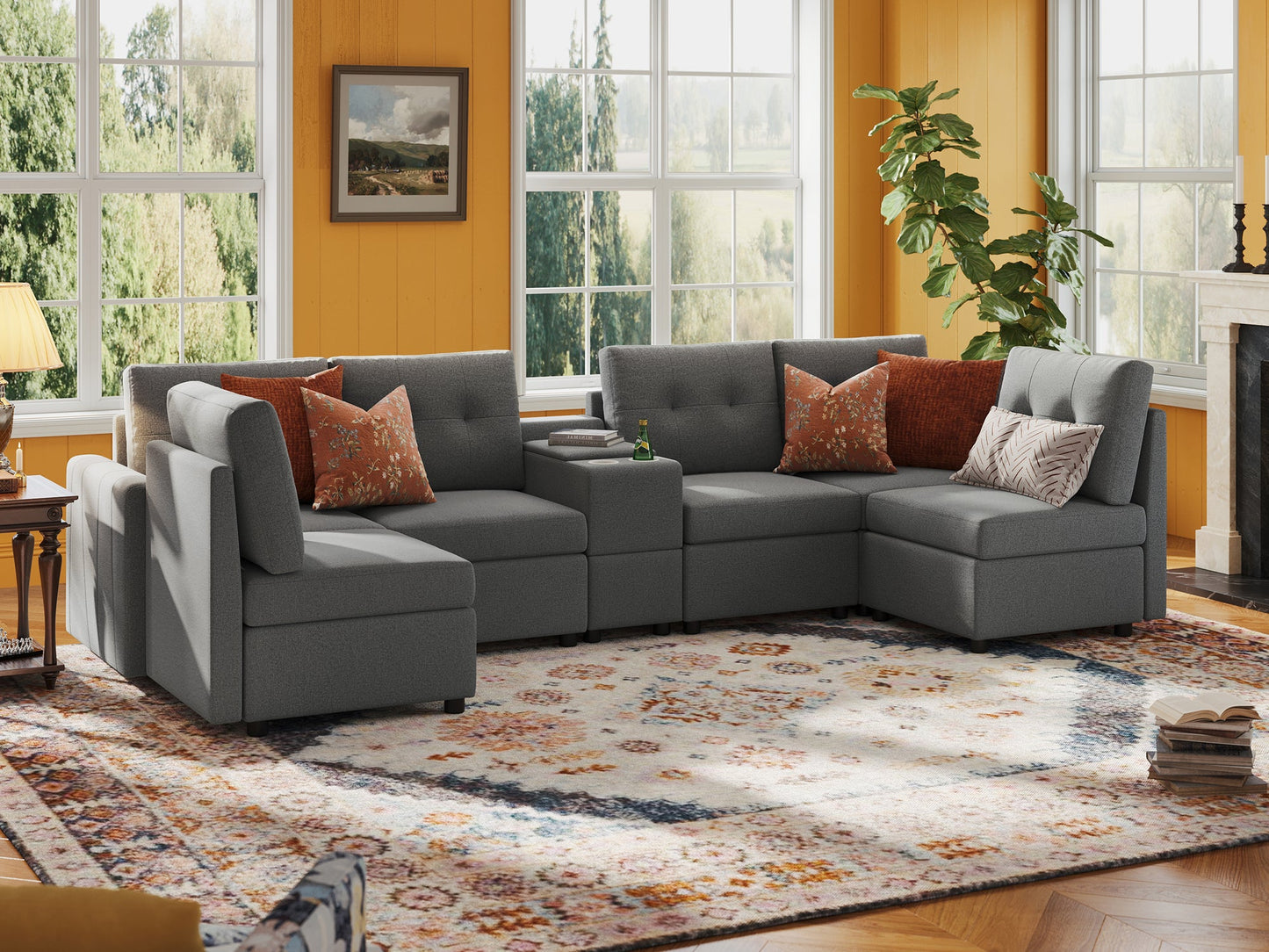 LINSY HOME RUBIK III 6 Seats with Console - US-LH-SPF-Sofa-S800-F-60101-0-00