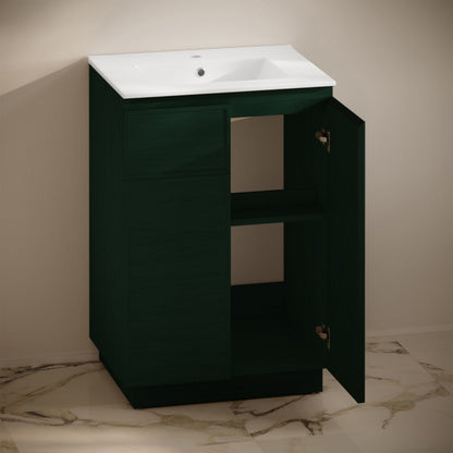 Swiss Madison St. Tropez 24" Freestanding Bathroom Vanity in Green Oak with Sink Top - SM-BV0801GA
