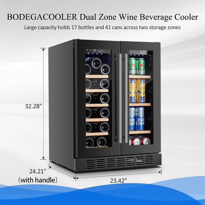BODEGACOOLER 24 Inch Dual Zone Wine and Beverage Refrigerator