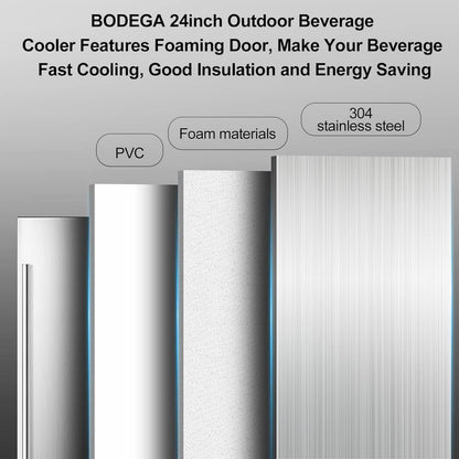 BODEGACOOLER 24 Inch Dual Zone Under Counter Beverage Fridge for Outdoor Use