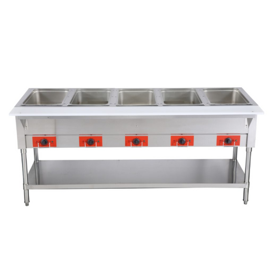 Chef AAA -, Commercial 72" Electric Steam Table with Cutting Board and Under-Shelf -  FW-CN-0005-F