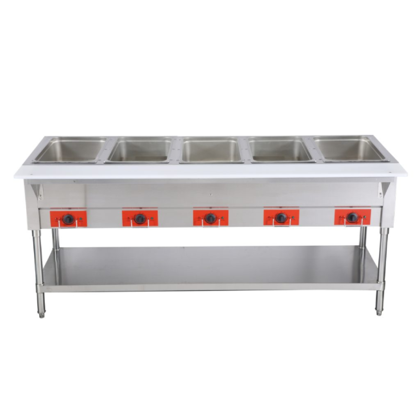 Chef AAA -, Commercial 72" Electric Steam Table with Cutting Board and Under-Shelf -  FW-CN-0005-F