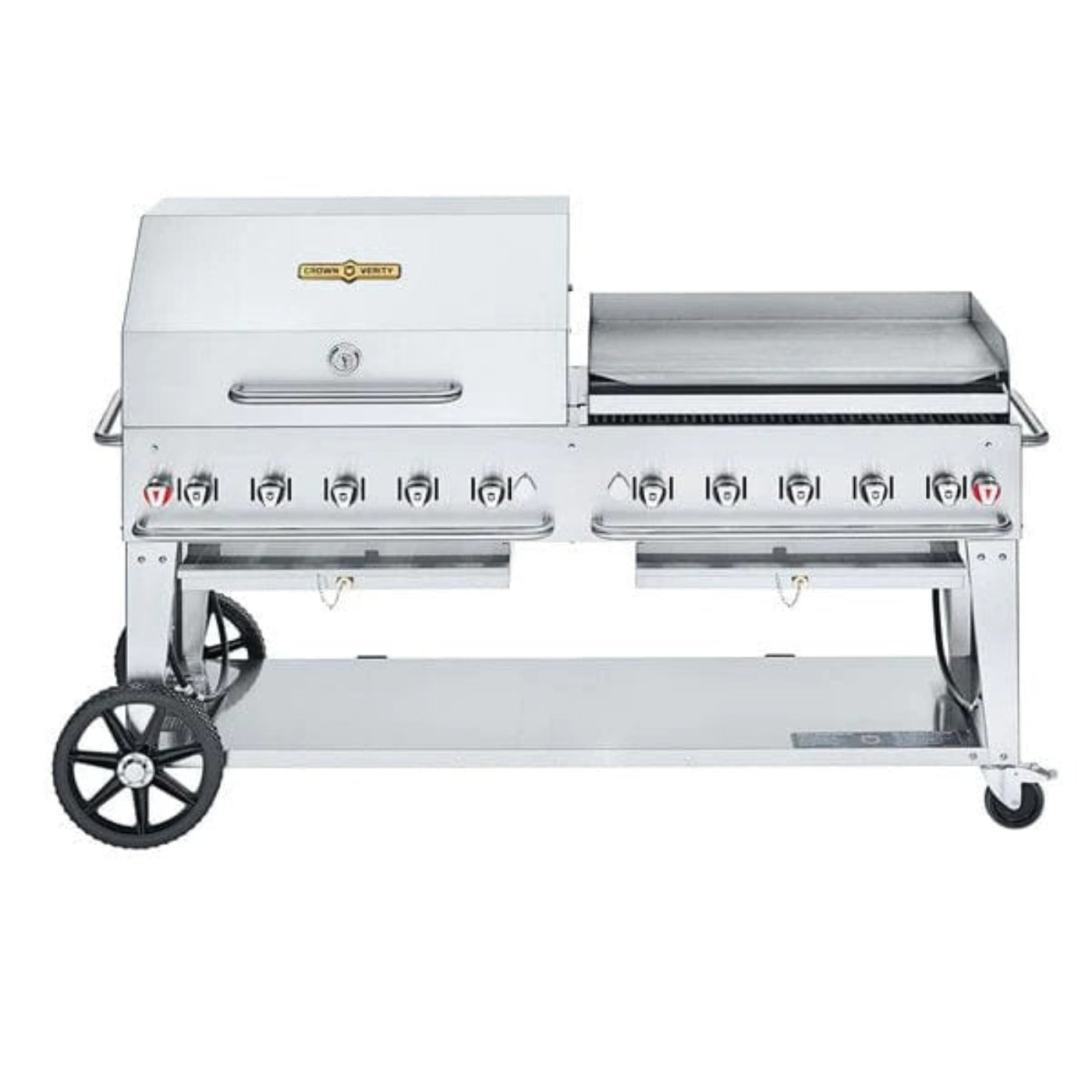 Crown Verity 72" Mobile BBQ Grill with Dome and Pro Griddle Package - Liquid Propane -  CV-MCB-72RGP-LP
