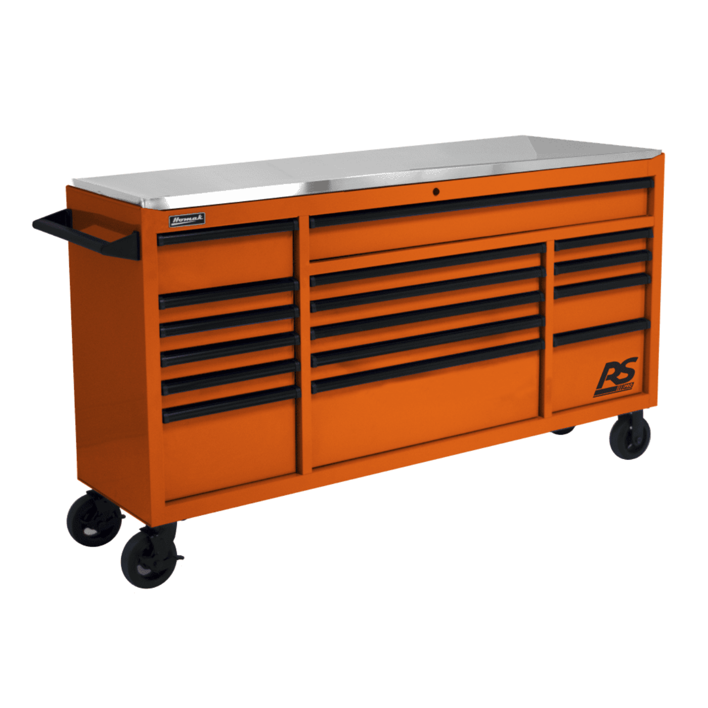 Homak  72” RS Pro Series 16 Drawer Roller Cabinet with Stainless Steel Top - BK04072164
