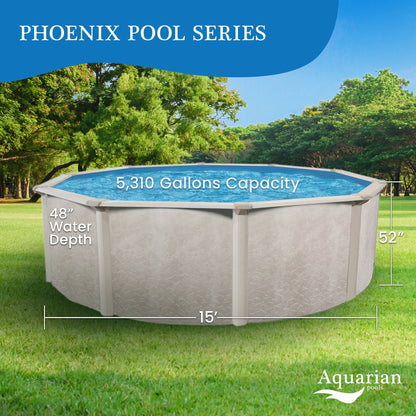Aquarian Phoenix Series 15 Foot x 52 Inch Steel Frame Above Ground Swimming Pool  - 102337