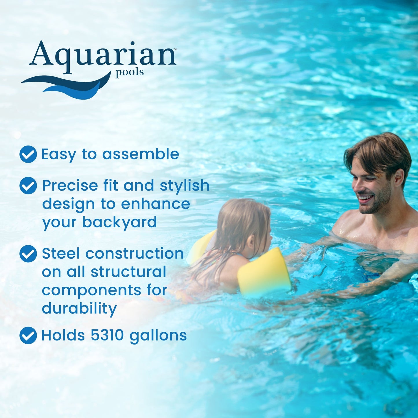 Aquarian Phoenix Series 15 Foot x 52 Inch Steel Frame Above Ground Swimming Pool - 74470