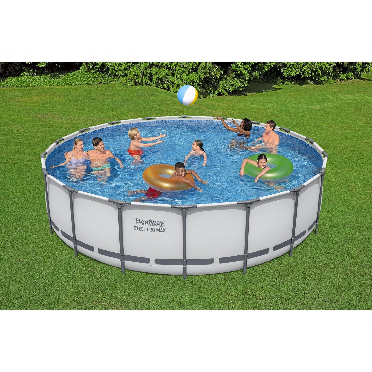 Summer Waves Bestway Steel Pro 18'x48" Frame Swimming Pool Set w/ Filter Pump & Ladder  - 126670