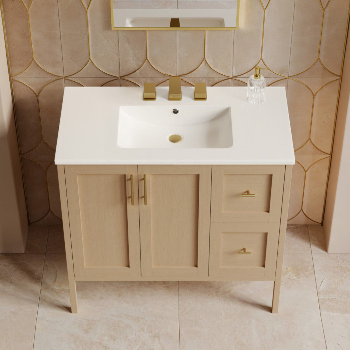 Swiss Madison Forme 36" Modular Freestanding Bathroom Vanity with 3-Hole Widespread Top in Natural Oak - SM-BV10101NO-W3