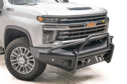Fab Fours CH20-Q4962-1 Chevy Silverado 2500/3500 2020-2023 Black Steel Elite Front Bumper Pre-Runner Guard Sensor