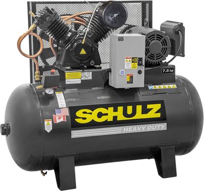 Schulz V-Series Air Compressor 7.5 HP 80 gal. 2-Stage 208-230V 3-Phase Horizontal 7580HV30X-3 New - 932.9348-0