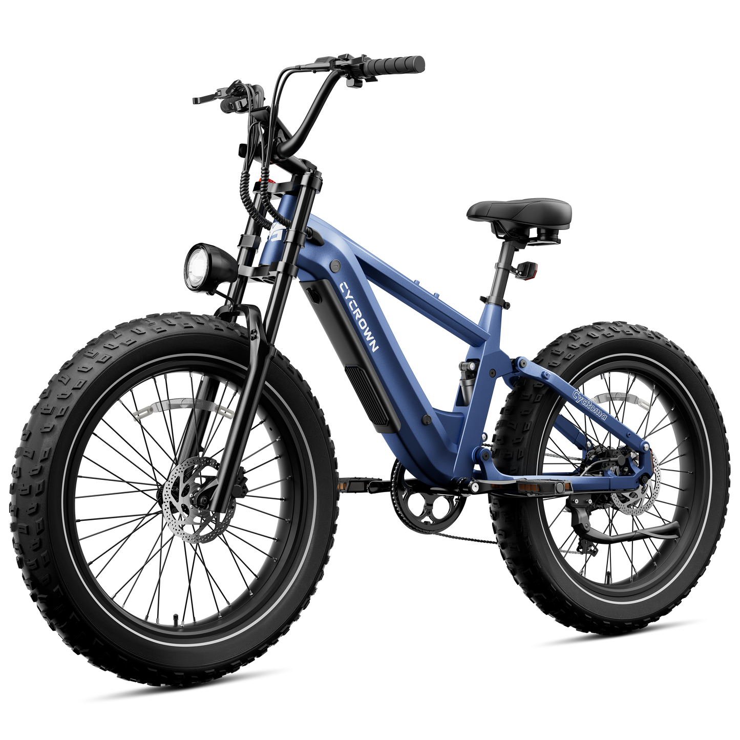 Samson Cycrown Roma Electric Bike All-Terrain Step-Over Frame 1500W 28 MPH 90 Mile Range 48V New - ROMA-INDIGO-BLUE