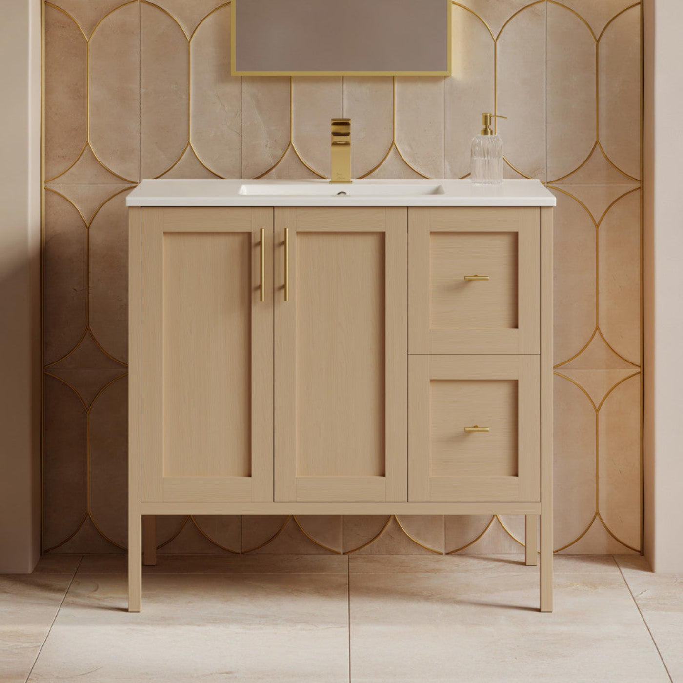 Swiss Madison Forme 36" Modular Freestanding Bathroom Vanity with Sink Top in Natural Oak - SM-BV10101NO-W1