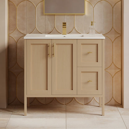 Swiss Madison Forme 36" Modular Freestanding Bathroom Vanity with Sink Top in Natural Oak - SM-BV10101NO-W1