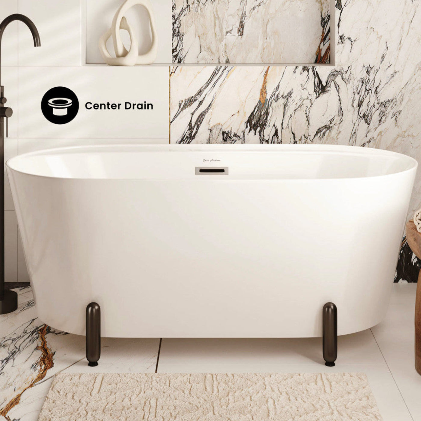 Swiss Madison Monaco 59" Freestanding Bathtub with Matte Black Stand - SM-FB1002MB