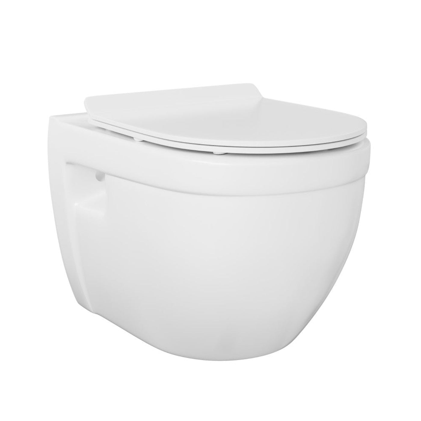 Swiss Madison Ivy Wall-Hung Toilet Bundle 0.8/1.6 GPF Dual Flush in Glossy White with Black Flush Plate - SM-WT0903GW