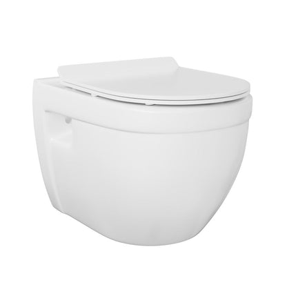 Swiss Madison Ivy Wall-Hung Toilet Bundle 0.8/1.6 GPF Dual Flush in Glossy White with Black Flush Plate - SM-WT0903GW