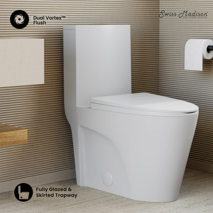 Swiss Madison St. Tropez One-Piece 10" Rough-in 1.1/1.6 GPF Dual Top Vortex Flush Elongated Toilet in Matte White - SM-1T0805MW