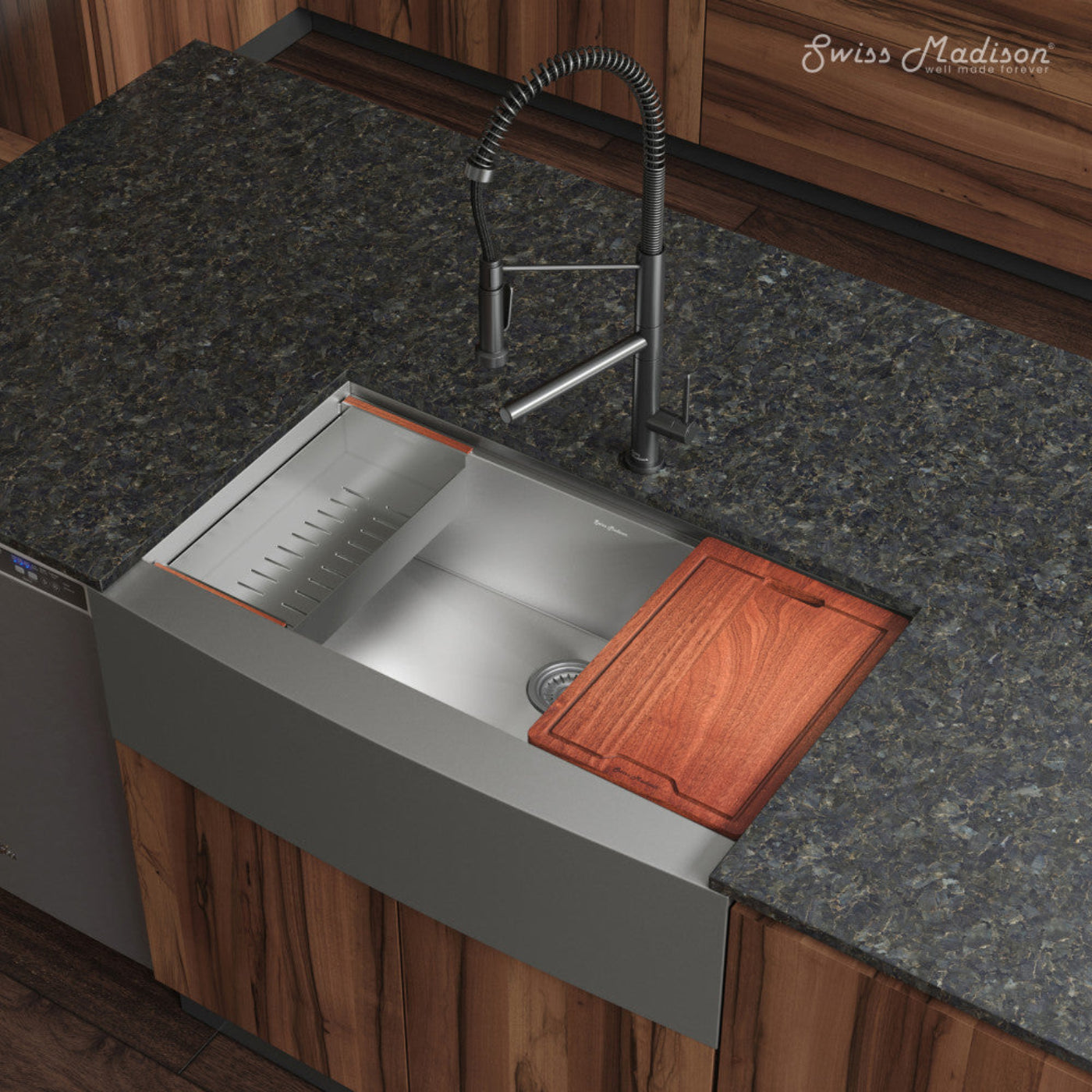 Swiss Madison Rivage 33 x 22 Single Basin Apron Kitchen Workstation Sink - SM-KS780
