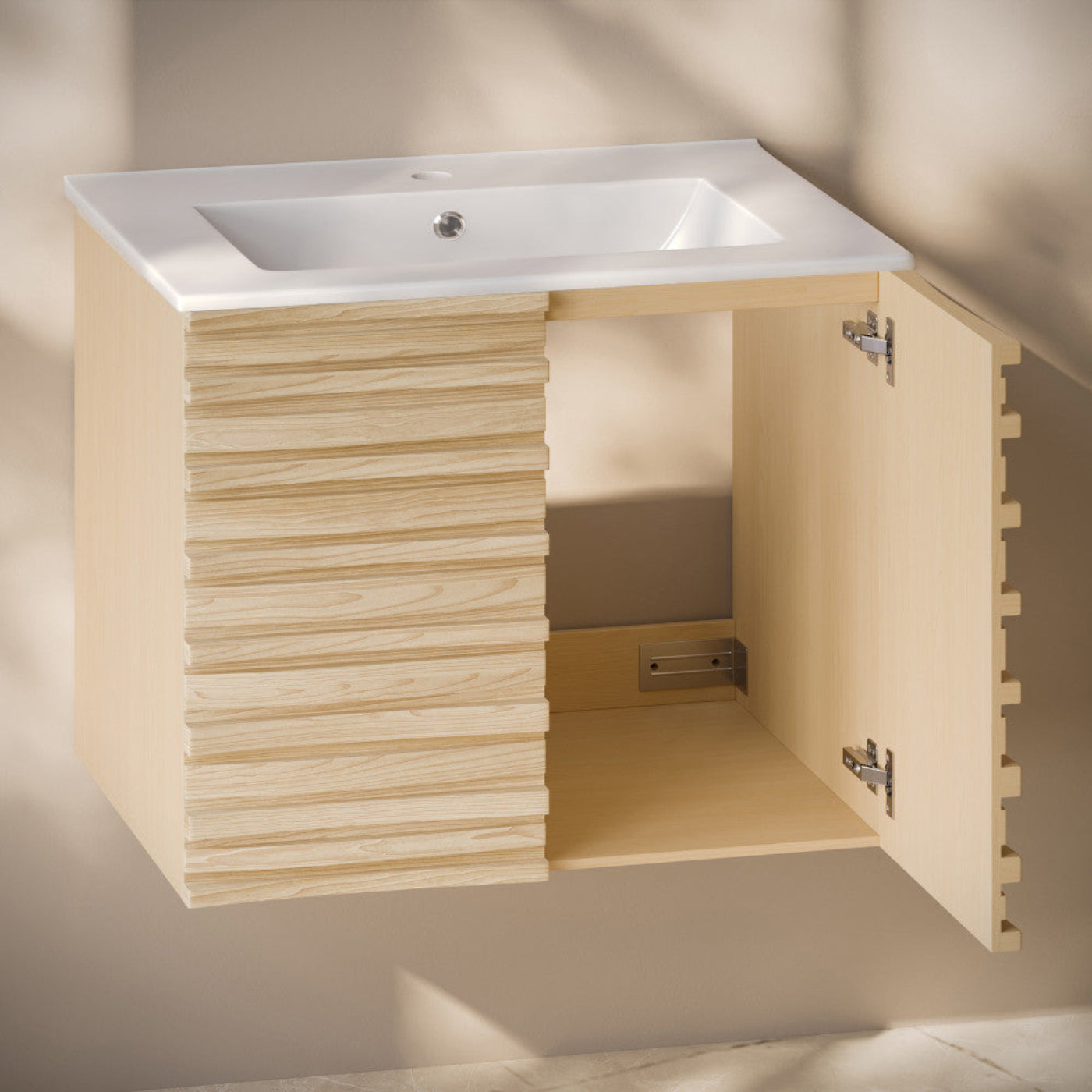Swiss Madison Cascade 30" Wall-Mounted Bathroom Vanity in Natural Oak with Sink Top - SM-BV8624NO