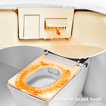 Awoco Smart Bidet Toilet, Smart Bidet with Toilet Built in, Heated Seat, Auto Open & Close Lid Seat, Foot Sensor Operation, Auto Flush, Warm Water & Dryer, Remote Control, LED Display (White) - AWC-ST-T5