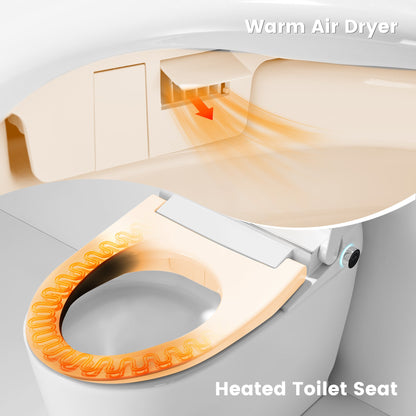 Awoco Smart Toilet with Bidet, Smart Bidet Toilet with Heated Seat, Auto Open Close, Foot Sensor Flush, Warm Water & Dryer, Remote Control, Digital Display, One Piece Toilet with Tank - AWC-ST-T3-MB