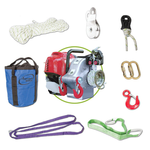 Portable Winch PCW4000-A Gas-Powered Pulling Capstan Winch, Honda GX50 - PW,PCW4000-A