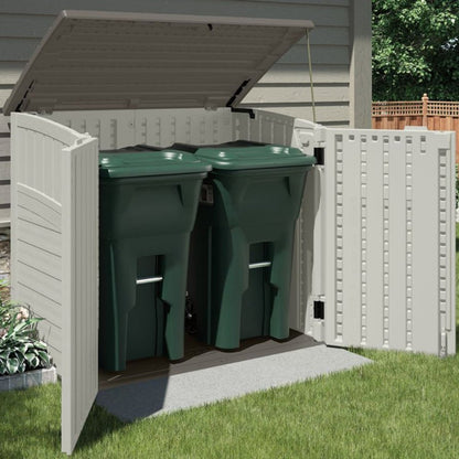 Suncast 34 Cubic Feet Horizontal Backyard Storage Stow Away Shed, Ivory (4 Pack) - 172828