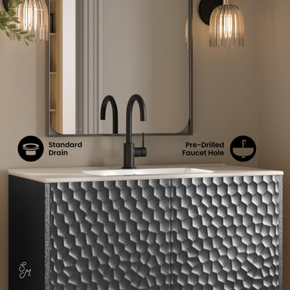 Swiss Madison Bosse 36" Freestanding Bathroom Vanity in Black Oak with Sink Top - SM-BV8802AO