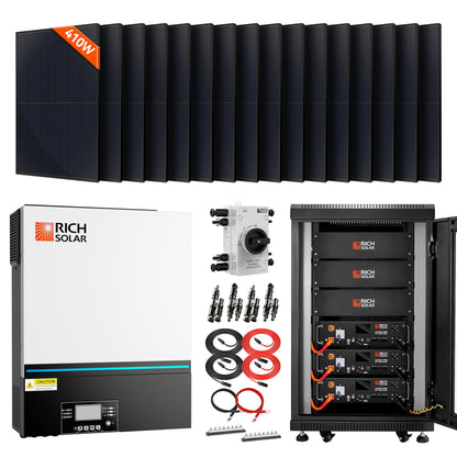 Rich Solar Complete Off-Grid Solar Kit RS-H6548 | 8000W PV Input 48V 120VAC Output + 6560(16x410) Watt Solar PV [KIT-SR0001] - SRx3-H6548x1-M410x16