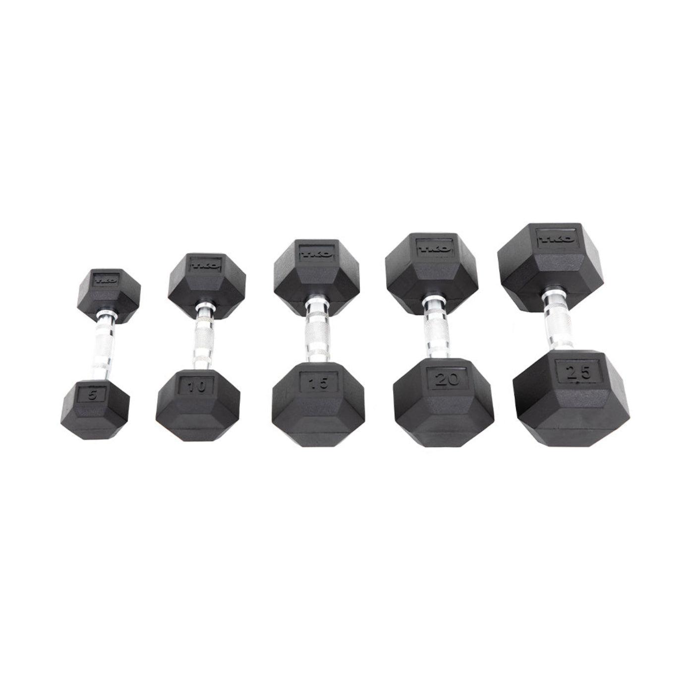 TKO Rubber Hex Dumbbells With Contoured Handle - 804RX-A10